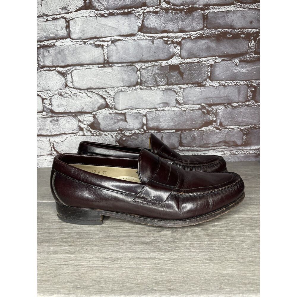 SAS Classics Burgundy Brown Handsewn Leather Penny Loafers Shoes Men 10N US/43EU